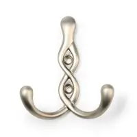 Крючок мебельный CAPPIO PIGTAIL, двухрожковый, цвет матовый сатиновый никель