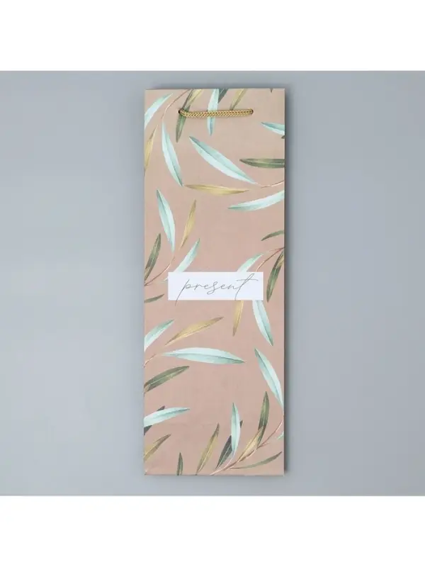 Пакет подарочный под бутылку, упаковка, Present, 36 х 13 х 10 см