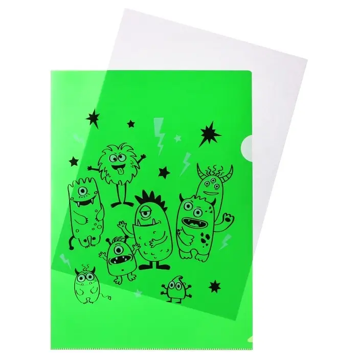 Набор папок-уголков А4, 180 мкм, Calligrata &laquo;Монстрики&raquo;, полупрозрачные, 6 штук, с принтом, микс