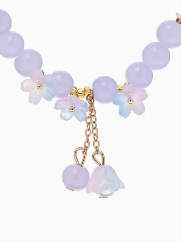 Браслет "Цветы Незабудки" шар №8, цвет фиолетовый