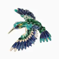 Брошь &laquo;Птица&raquo; колибри яркая, цветная в золоте