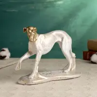 Фигурка полистоун &laquo;Борзая&raquo;, белая с золотым, 25&times;17 см