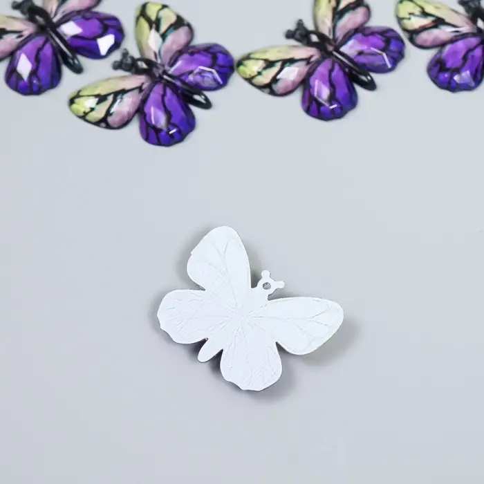 Декор для творчества пластик "Бабочка, фиолетово-жёлтые крылья" 2,5х3,2 см