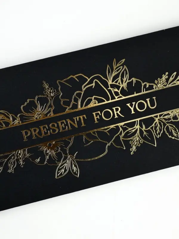 Конверт для денег Present for you, 16.5&times;8 см, тиснение, чёрный крафт