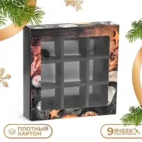 Коробка под 9 конфет новогодняя &laquo;Мандарины&raquo;, 13.5&times;13.5&times;3.5 см
