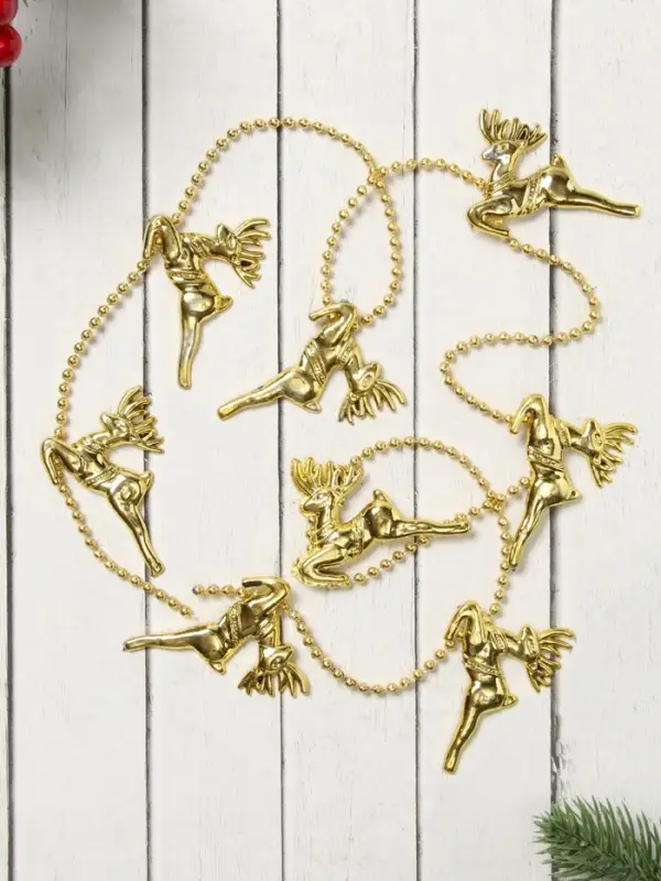 Бусы на ёлку &laquo;Олени&raquo;, длина 1 м, золотистые