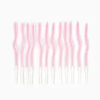 Свечи для торта "Серпантин" 10 штук,  блестящий розовый