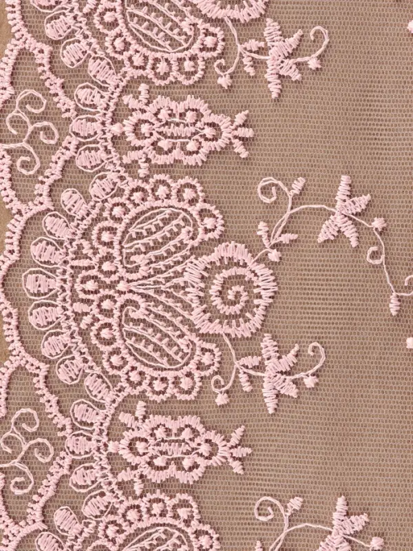 Кружево на сетке, 125 мм, 11&plusmn;1 м, нежно-розовое