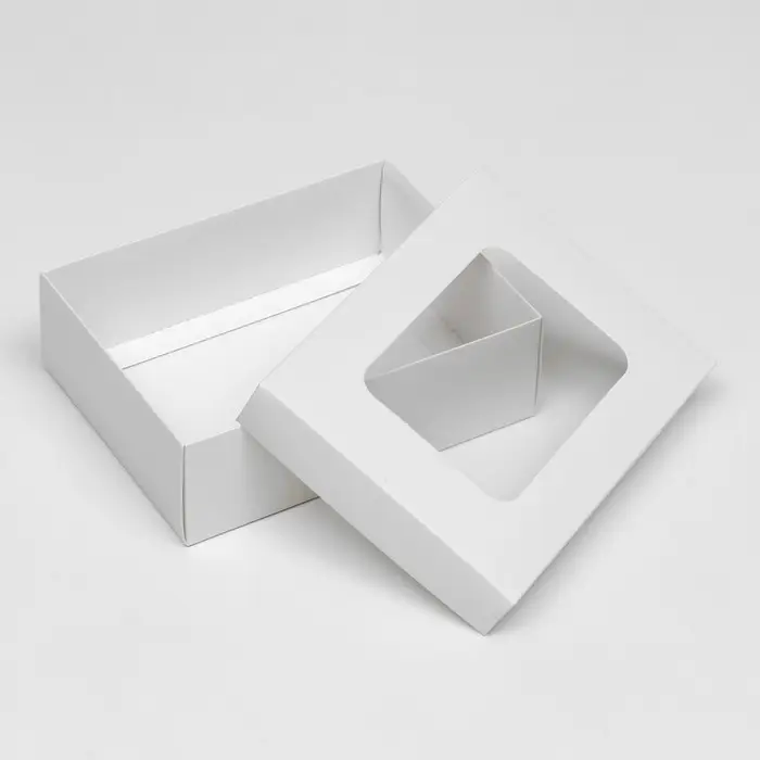 Коробка подарочная складная, упаковка, крышка - дно, с окном, белая, 16.5×12.5×5.2 см Коробка подарочная складная, упаковка, крышка - дно, с окном, белая, 16.5×12.5×5.2 см