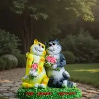 Садовая фигура из полистоуна &laquo;Кошки влюблённые. Всё будет хорошо&raquo;, 23&times;15&times;23 см