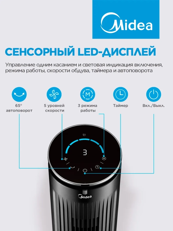 Вентилятор колонный FT4040, пульт ДУ, сенсорное управление