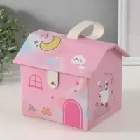 Шкатулка для украшений &laquo;Домик. Утёнок&raquo;, искусственная кожа, розовая, 16.5&times;19&times;16.5 см