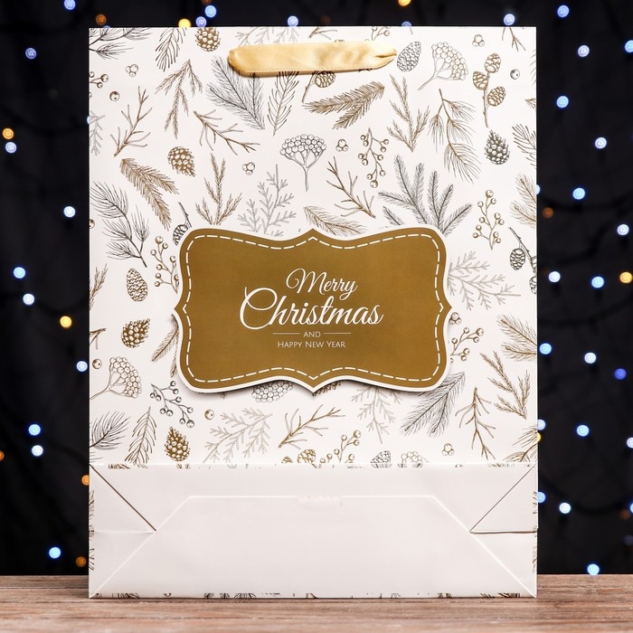 Новый год. Пакет ламинированный вертикальный Новый год. Пакет ламинированный вертикальный "Ветки",33 х 42 х 10 см.