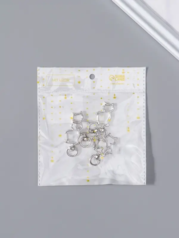 Карабин металлический &laquo;Кошка&raquo;, 42&times;17 мм / 8&times;2.2 мм, 5 шт., металл под серебро