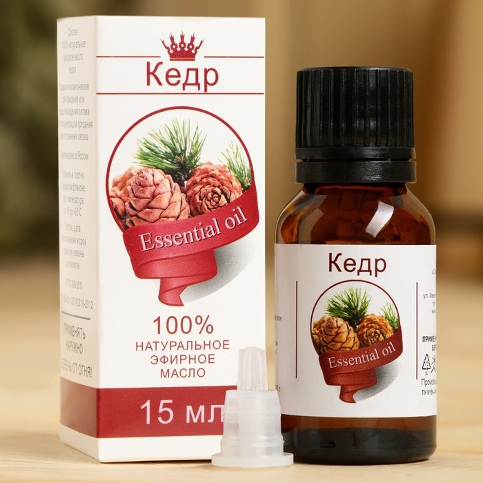 Эфирное масло  Эфирное масло "Кедр", флакон- капельница, аннотация, 15 мл