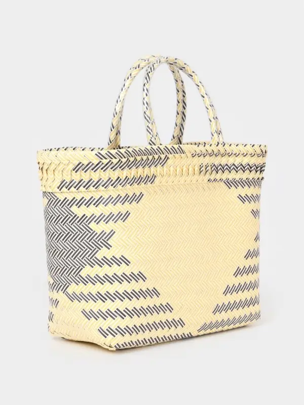 Сумка плетёная, 30&times;15&times;35 см, пластик, бежевая с чёрным