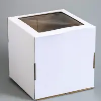 Коробка для торта, кондитерская, белая, с окном 30&times;30&times;30 см Набор 10 шт.