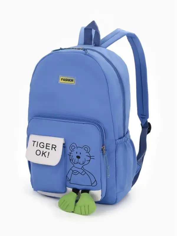 Рюкзак школьный на молнии, с карманами, с принтом, размер 30&times;12.5&times;44 см, синий