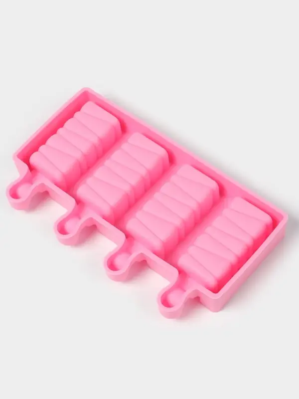 Форма для мороженого &laquo;Твистер&raquo;, силикон, 19.6&times;11&times;2.4 см, 4 ячейки, розовая