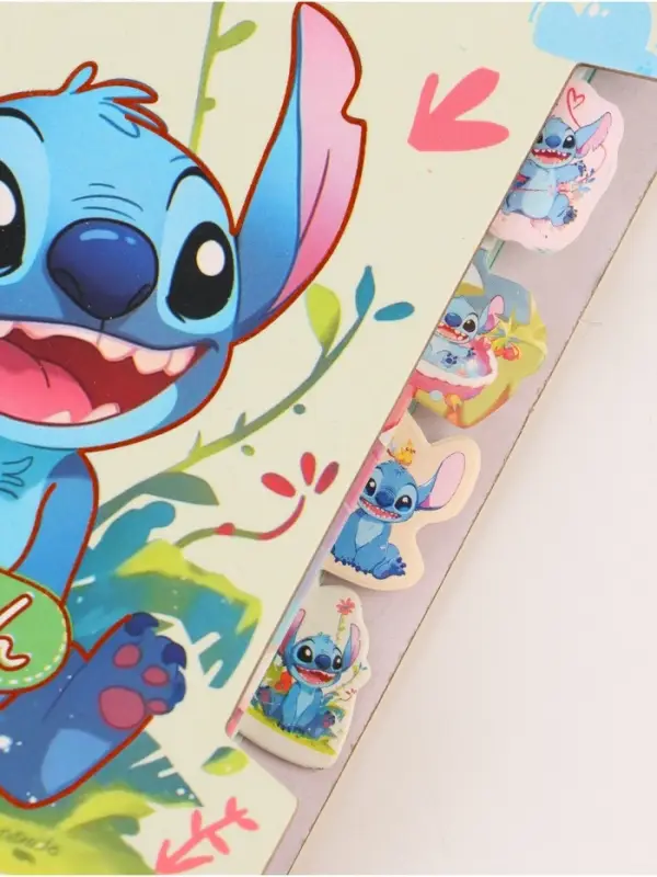 Блокнот с разделителями А6, 65 л ручка с кристаллами и стикеры-наклейки Стич 3 Блокнот с разделителями А6, 65 л ручка с кристаллами и стикеры-наклейки Стич 3