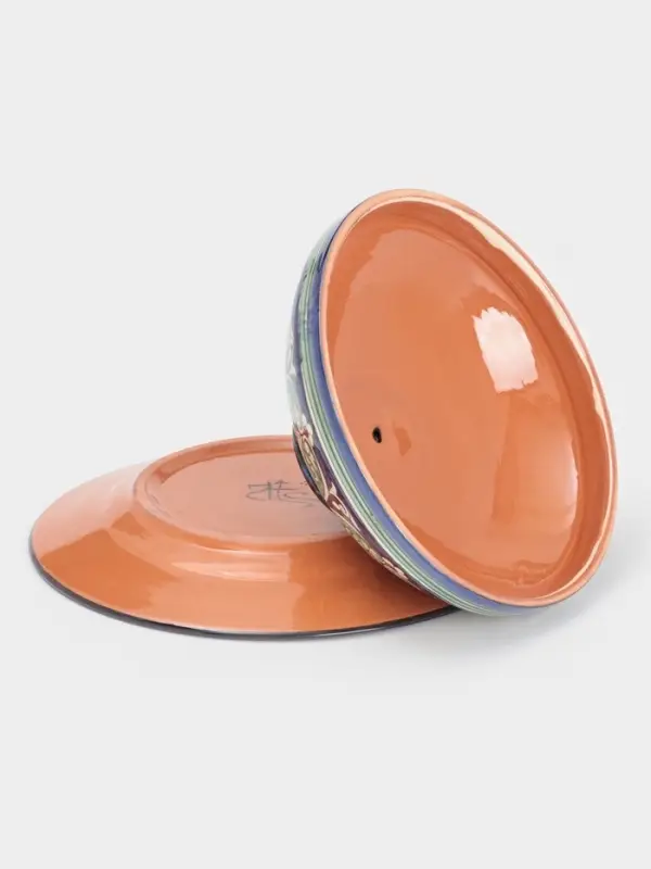 Блинница узбекская Риштанская Керамика &laquo;Цветы&raquo;, d=32 см, керамика, синяя