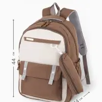 Рюкзак для подростка, повседневный, с пеналом, мягкий, 31&times;14&times;44 см, коричневый