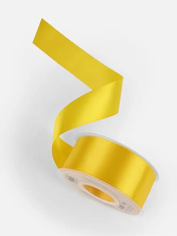 Лента атласная TEIRA, двухсторонняя, 38 мм, 25±1 м, жёлтая №0645 Лента атласная TEIRA, двухсторонняя, 38 мм, 25±1 м, жёлтая №0645