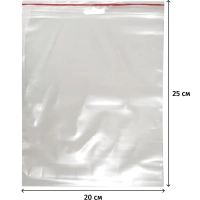 Пакет с замком (Zip Lock) с европодвесом 20 х 25 см, 60 мкм, 100 шт/уп