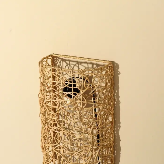 Светильник настенный &laquo;Нить Ариадны&raquo;, 1&times;120 Вт, Е27, 24&times;14&times;40 см, из ротанга, с переключателем