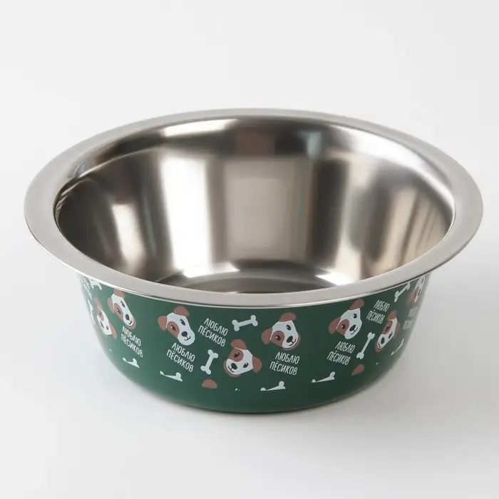 Миска металлическая для собаки &laquo;Люблю пёсиков&raquo;, 350 мл, 13х4.5 см