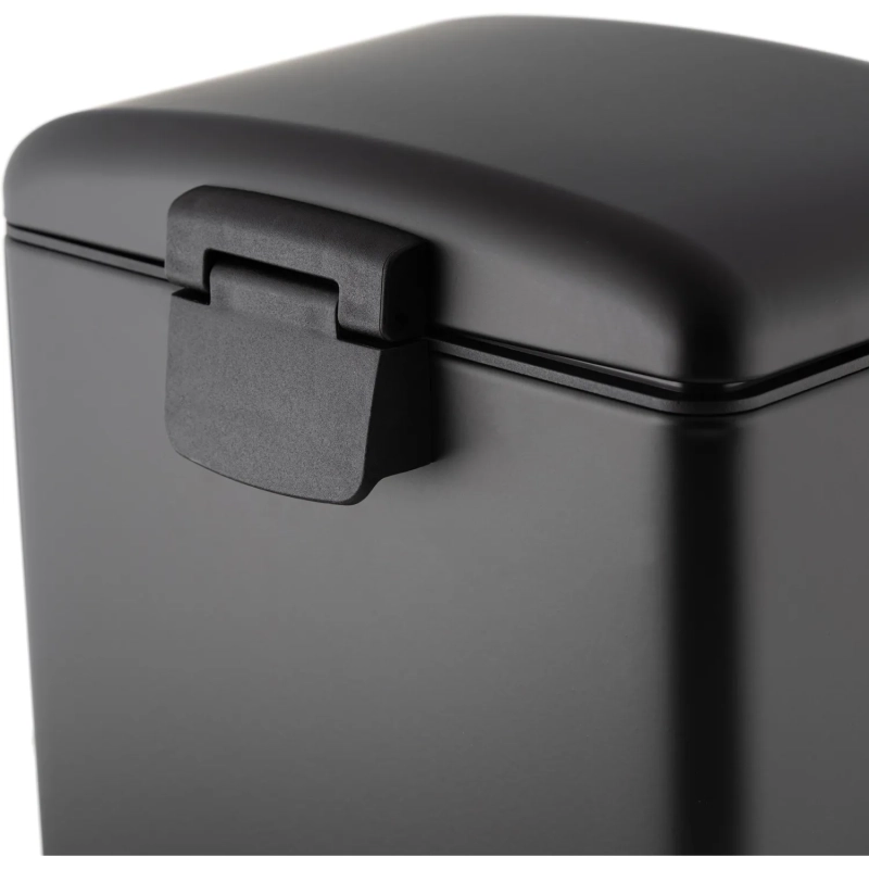 Ведро мусорное с педалью и доводчиком Luscan 6л, черное,прямоуг,металл