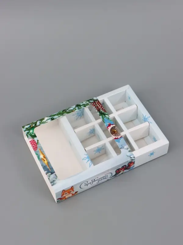 Коробка подарочная для 9 конфет &laquo;С праздником зимы&raquo; 14.5&times;14.5&times;3.5 см