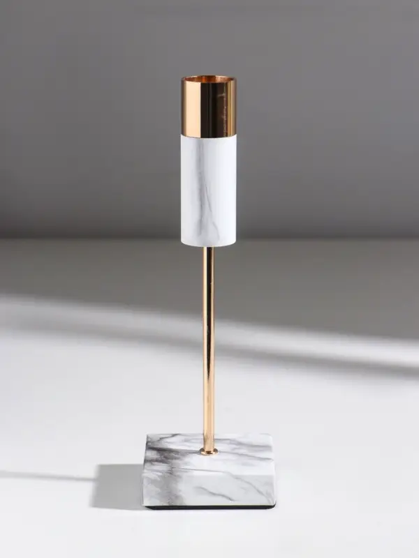 Подсвечник металл  Подсвечник металл "Бьянка" d=2 см набор 3 шт под мрамор 6х6х19,5 6х6х25 6х6х29 см