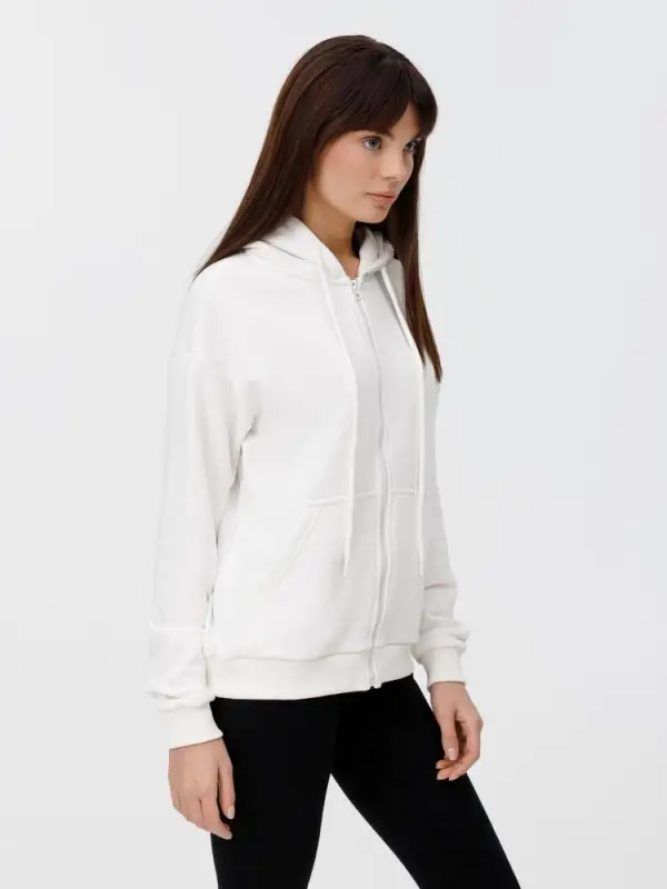 Толстовка унисекс оверсайз на молнии Zippy Terry, белая, размер XS/S Толстовка унисекс оверсайз на молнии Zippy Terry, белая, размер XS/S