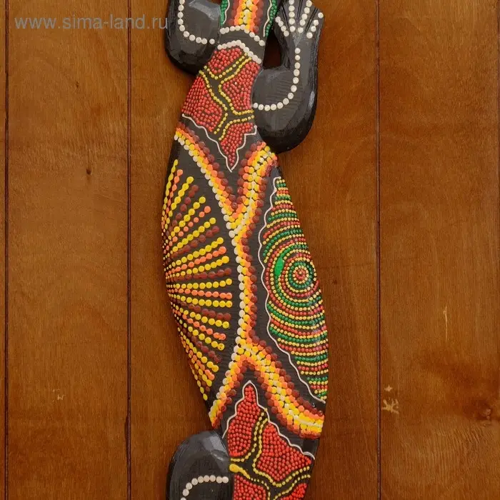 Панно настенное дерево  Панно настенное дерево "Геккон расписной" 100 см МИКС