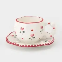 Чайная пара "Красная роза" блюдце 16х1,5 см, чашка 13х10х7 см