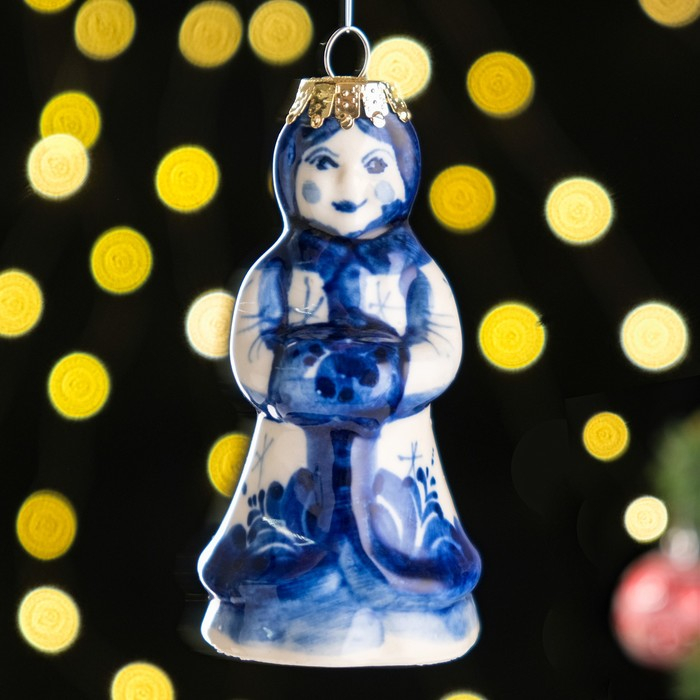 Сувенир на ёлку Сувенир на ёлку "Снегурочка", 9 см, гжель