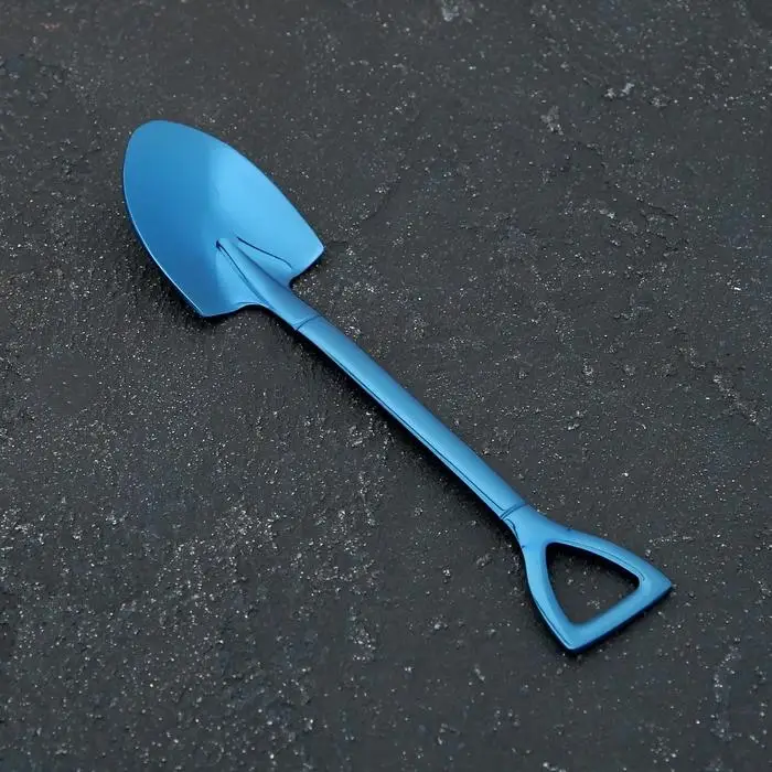 Ложка десертная из нержавеющей стали Magistro «Лопата», длина 15,5 см, форма овальная, цвет синий Ложка десертная из нержавеющей стали Magistro «Лопата», длина 15,5 см, форма овальная, цвет синий