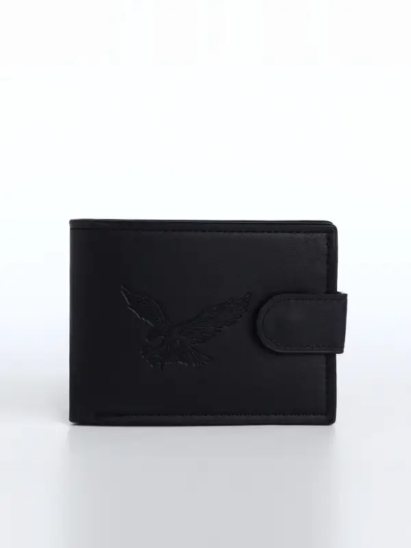 Портмоне мужское &laquo;Орёл&raquo;, на кнопке, отдел для карт, монет, чёрное