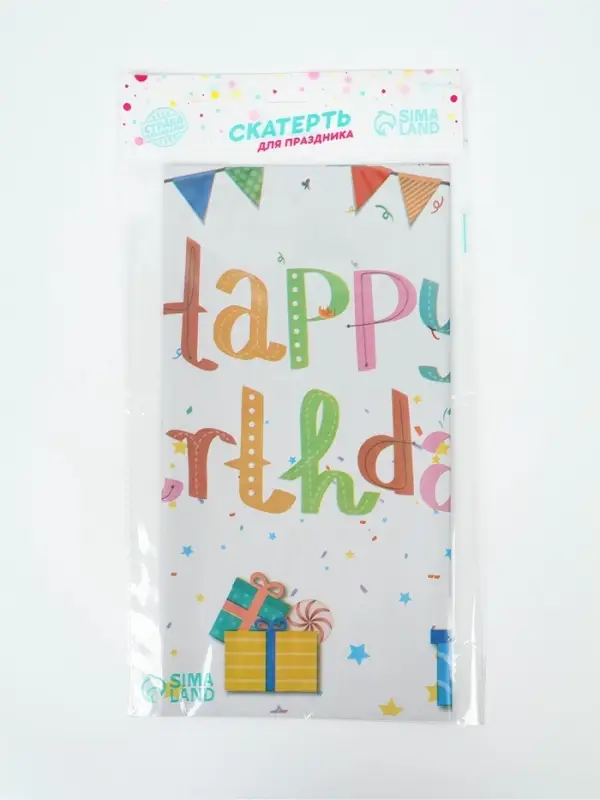 Скатерть одноразовая &laquo;С днём рождения&raquo;, 137&times;183 см, белая