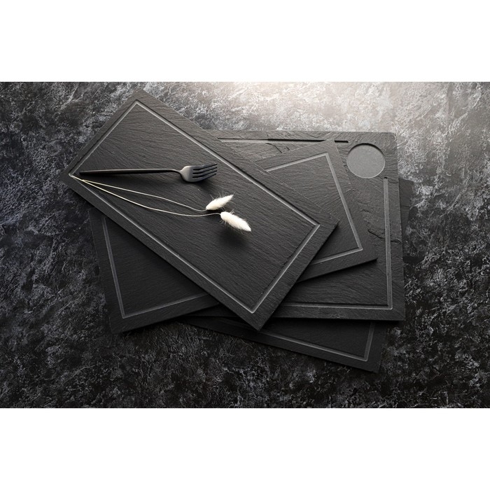 Доска для подачи из сланца Magistro Valley, 20×40 см, с кровостоком Доска для подачи из сланца Magistro Valley, 20×40 см, с кровостоком