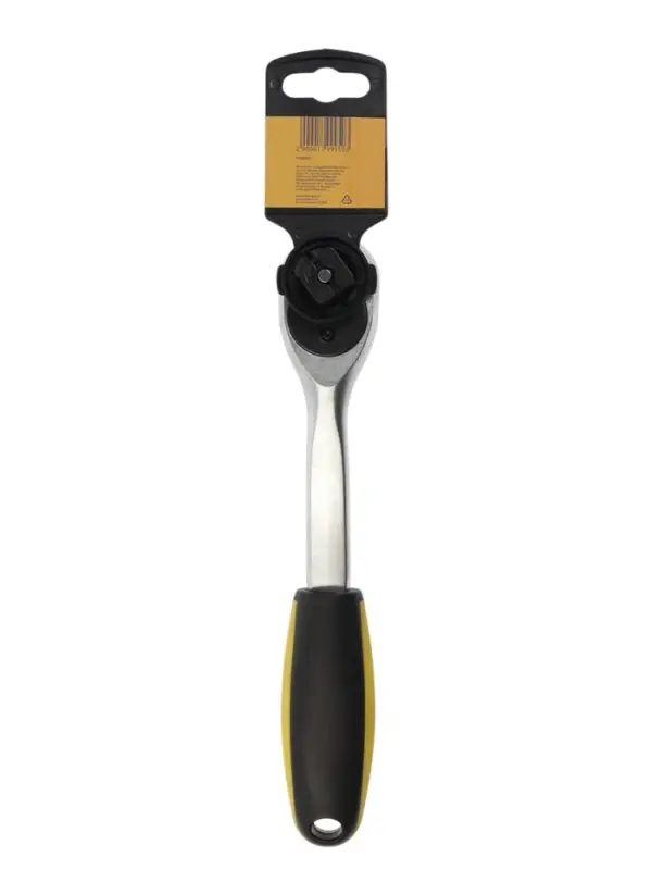 Вороток с трещоткой ТУНДРА, CrV, квадрат 1/2", 2К рукоятка, 72 зубца, 250 мм