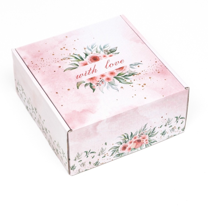 Коробка самосборная, без окна Коробка самосборная, без окна "With Love" 19 х 19 х 9 см