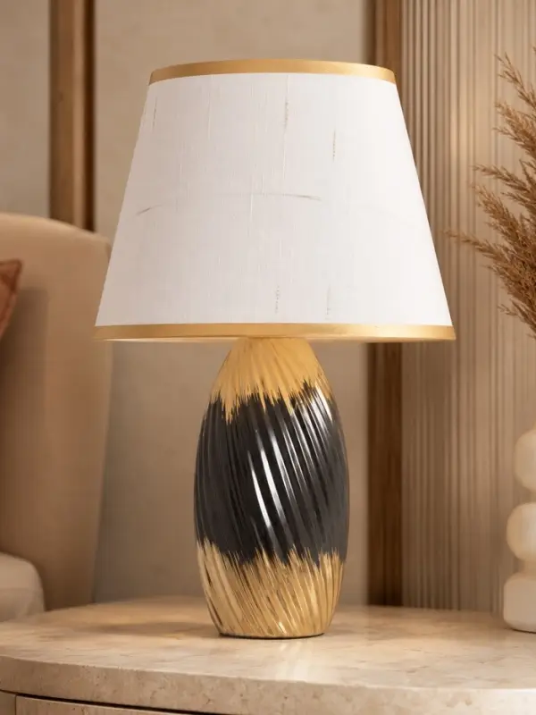 Лампа настольная RISALUX &laquo;София&raquo;, Е14, 40 Вт, чёрно-золотистая, 24&times;24&times;40 см