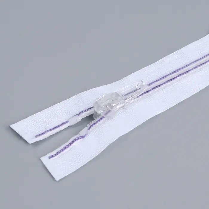 Молния «Спираль», №5, разъёмная, замок автомат, 60 см, белая, сиреневая Молния «Спираль», №5, разъёмная, замок автомат, 60 см, белая, сиреневая