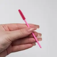 Щёточки для бровей и ресниц, силиконовые, набор - 50 шт., 10.5 см, розовая