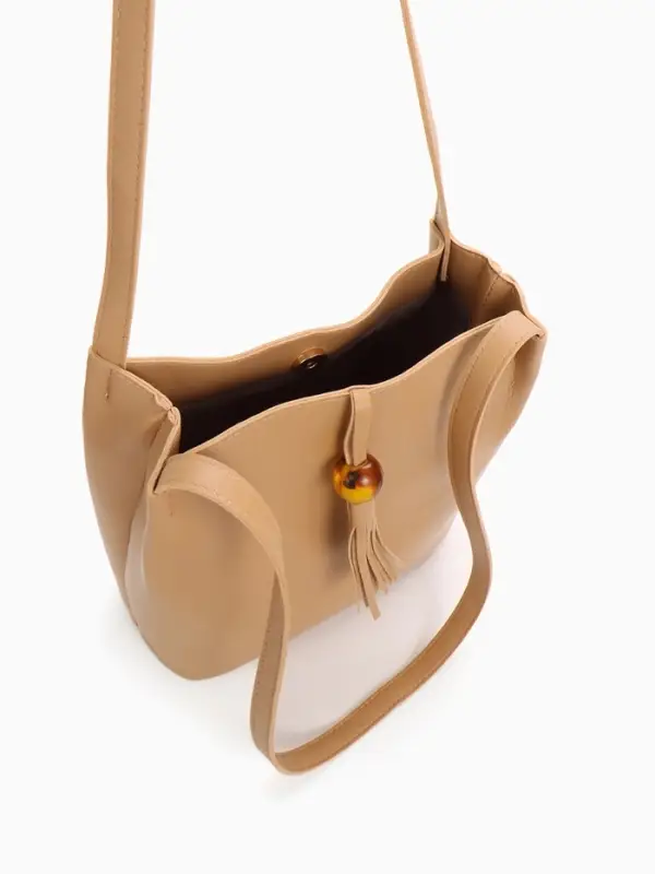 Сумка - мешок женская на магните, 25&times;10&times;26 см, бежевая