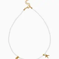 Чокер "Морской мир" русалочка с жемчугом, цвет бело-голубой в золоте