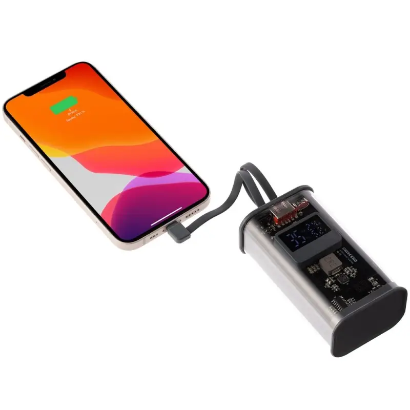 Аккумулятор c быстрой зарядкой Trellis Geek 10000 мАч, темно-серый Аккумулятор c быстрой зарядкой Trellis Geek 10000 мАч, темно-серый