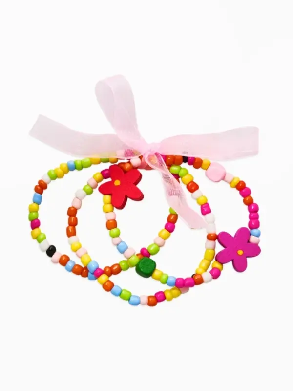 Браслеты детские &laquo;Выбражулька. Бант, цветок&raquo;, d=4 см, набор 3 шт. разноцветный